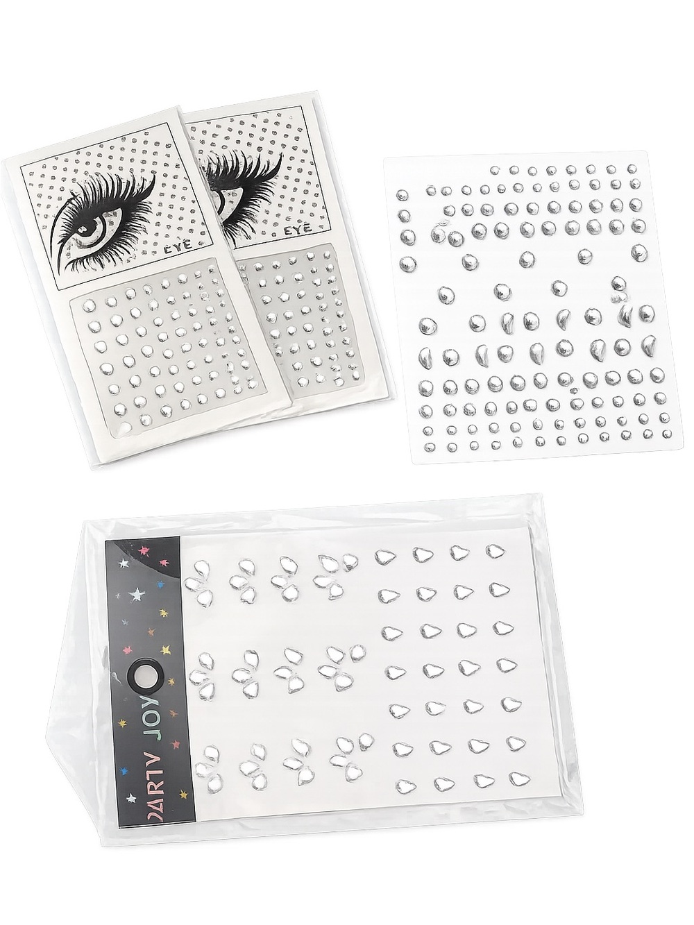 Face & Eye Rhinestone Stickers - Silver Sparkle